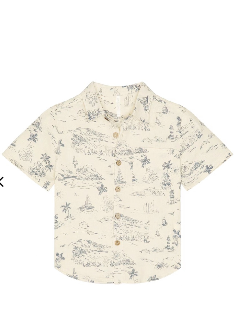 Rylee + Cru Collared Short Sleeve Shirt in Ocean Toile